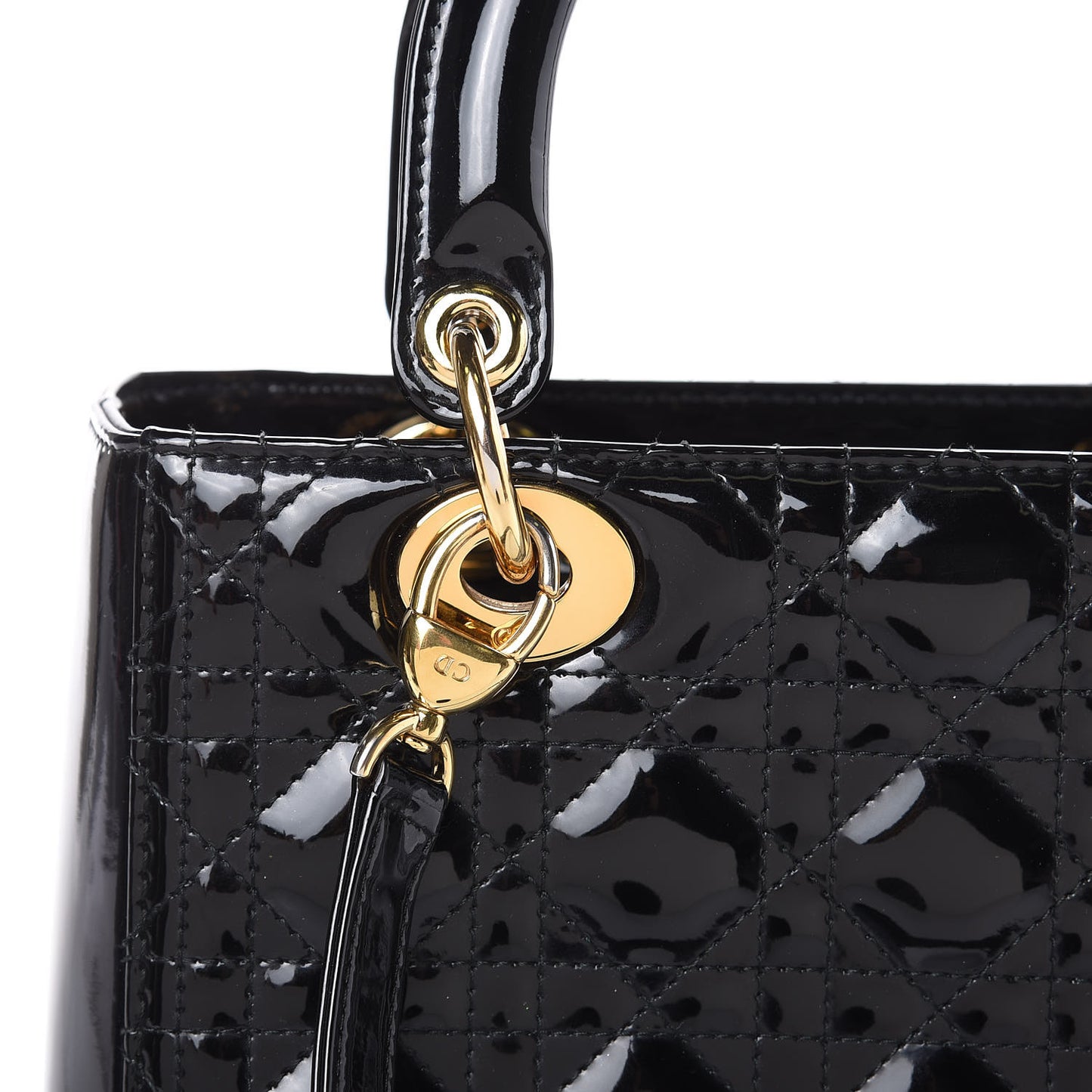 Patent Cannage Medium Lady Dior Black