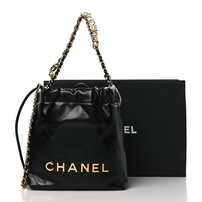 Chanel Shiny Calfskin Quilted Pearl CC Chain Mini Chanel 22 Black 10 of 10