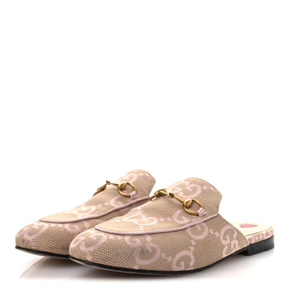 Gucci Monogram Macro GG Nappa Charlotte Womens Princetown Slippers 38 Beige Perfect Pink 4 of 13