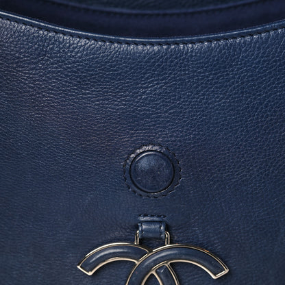 Chanel Calfskin Stitched Flap Bag Navy 11 of 12