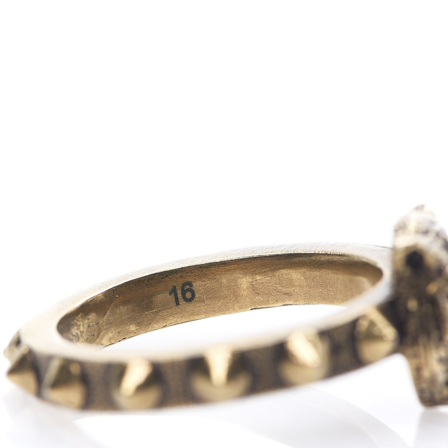Gucci Metal Feline Head Ring 16 Aged Gold 4 of 5