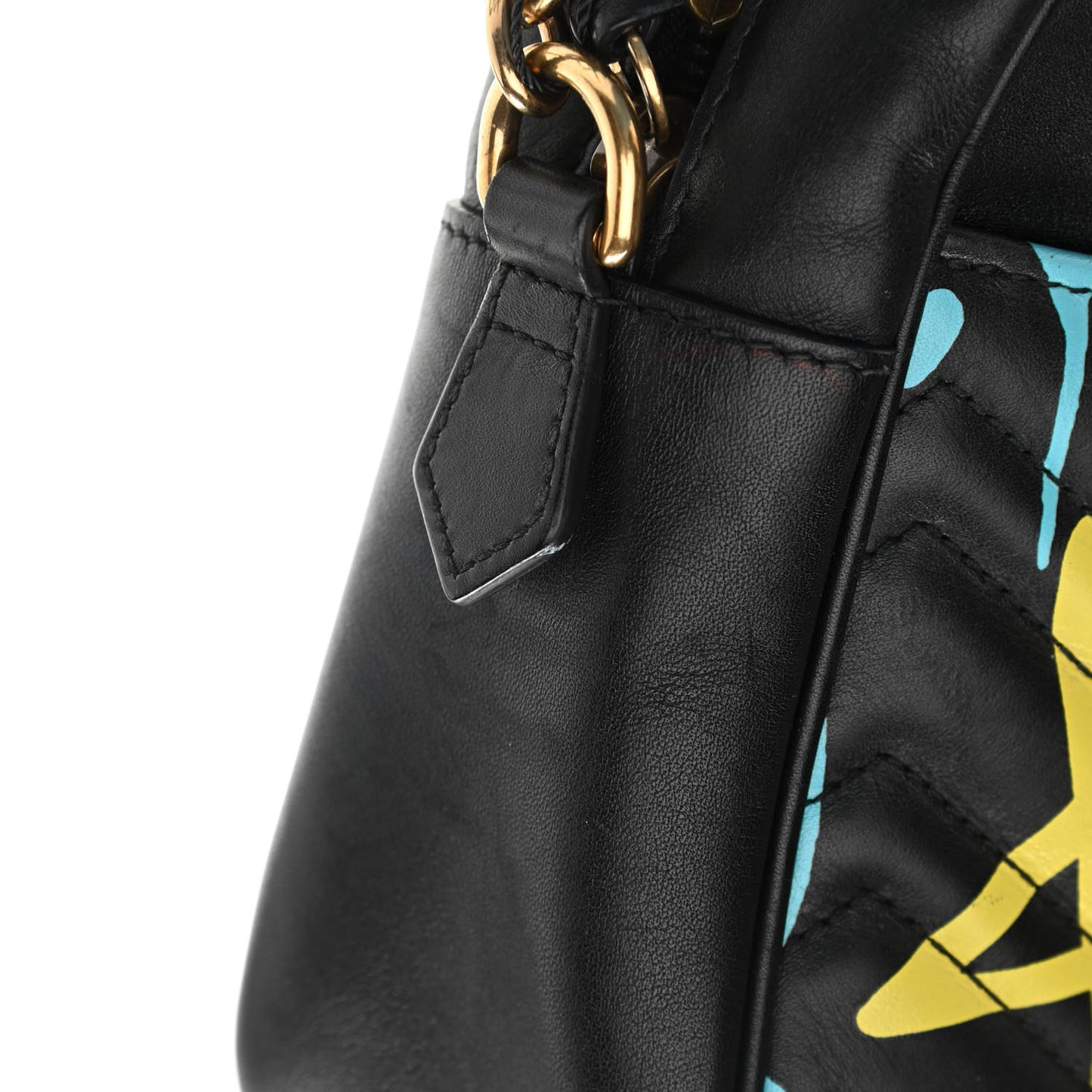 Calfskin Matelasse GucciGhost Medium GG Marmont Chain Shoulder Bag Black New Acquamarine