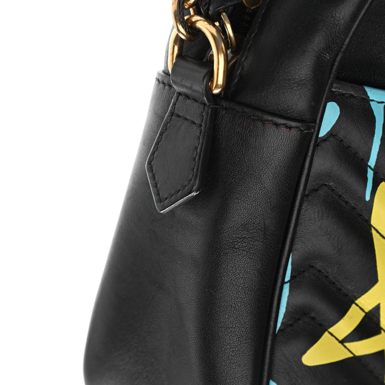 Gucci Calfskin Matelasse GucciGhost Medium GG Marmont Chain Shoulder Bag Black New Acquamarine 9 of 12