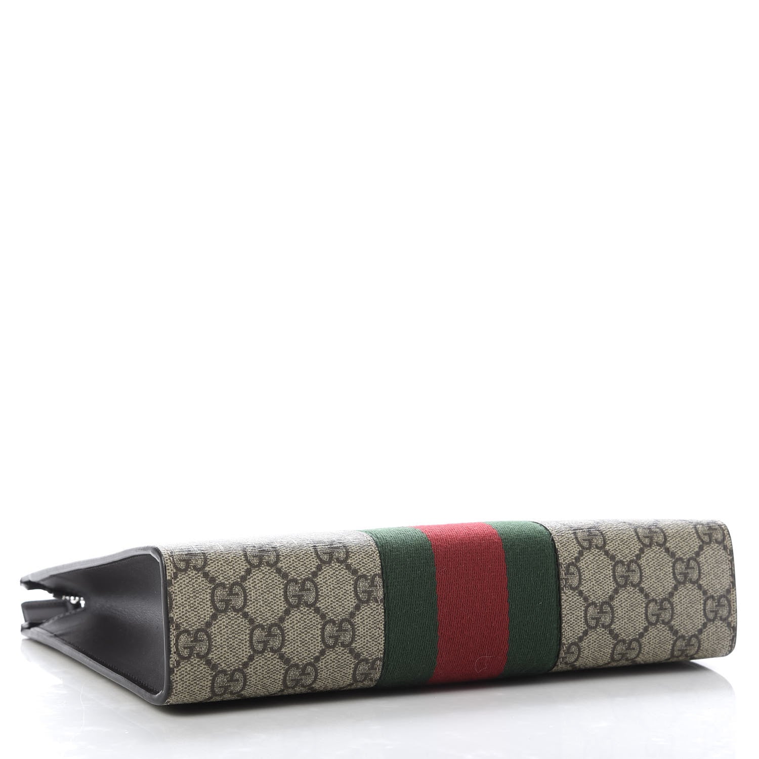 Gucci GG Supreme Monogram Selleria Calfskin Web New Web Cosmetic Case Beige Ebony Cocoa 4 of 10