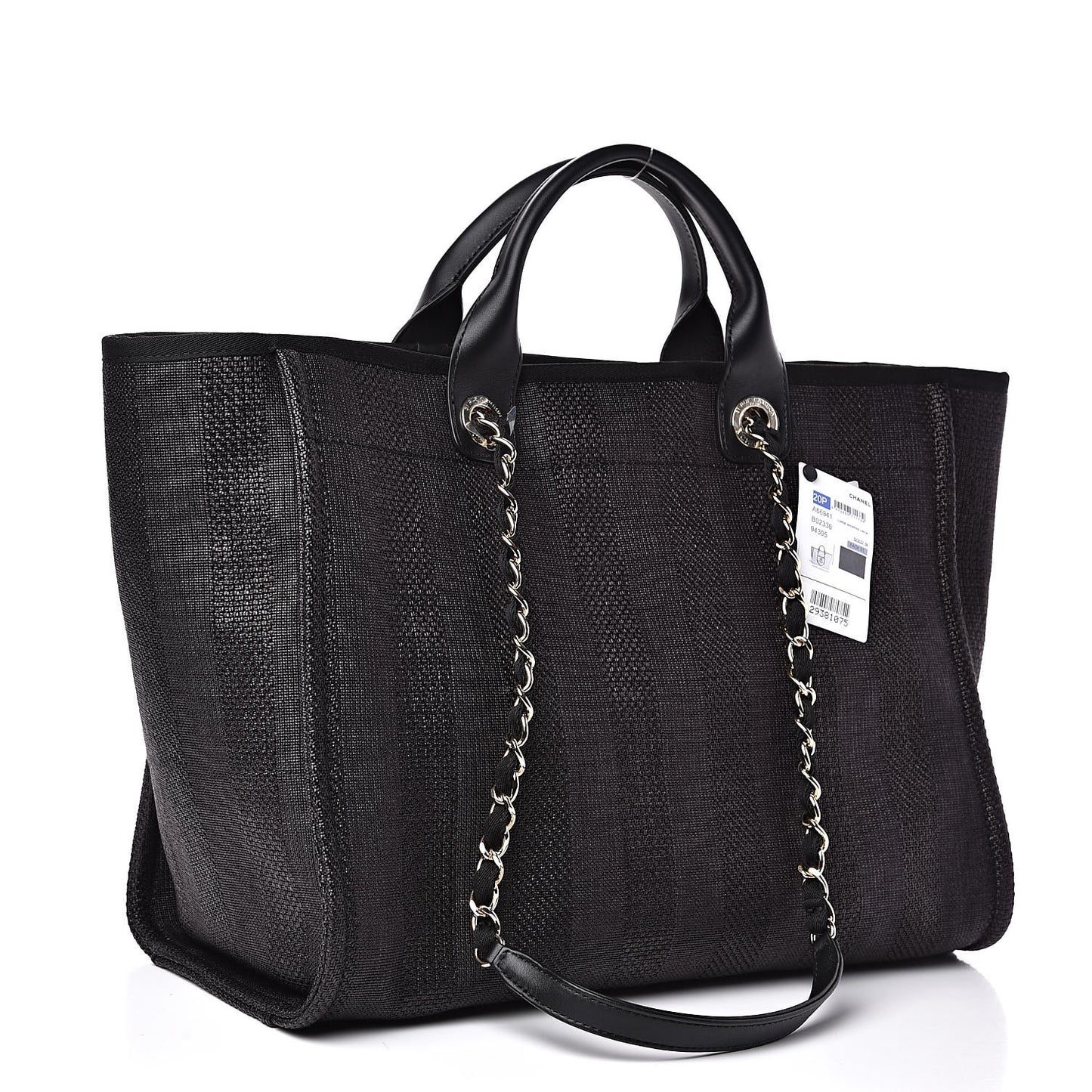 Mixed Fibers Striped Large Deauville Tote Black
