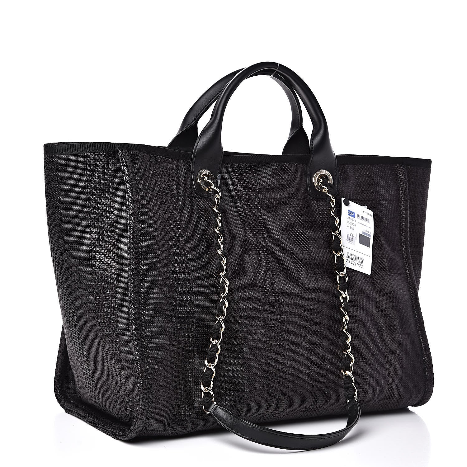 Chanel Mixed Fibers Striped Large Deauville Tote Black 3 of 10