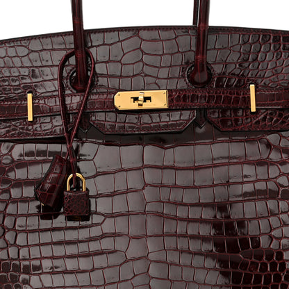 Hermes Shiny Porosus Crocodile Birkin 35 Bourgogne 8 of 13
