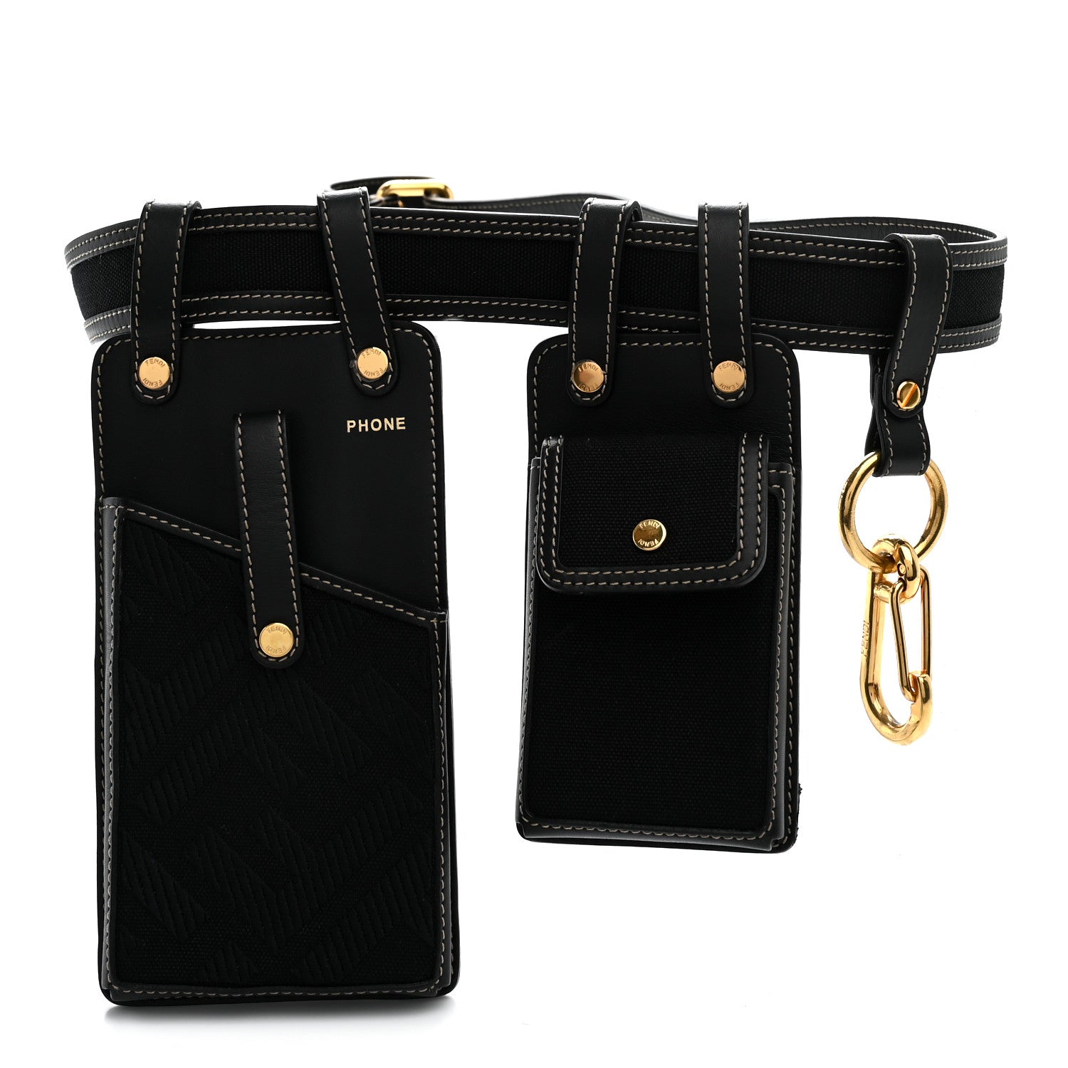 Fendi Vitello Glacier Utility Belt Pouch Black 1 of 7