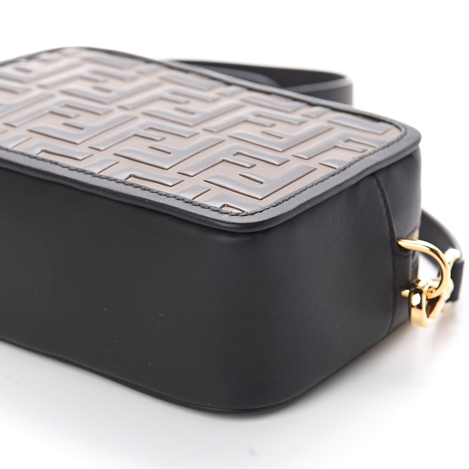 Fendi Vitello Century Bi-Color FF 1974 Embossed Mini Camera Case Maya Black 7 of 7