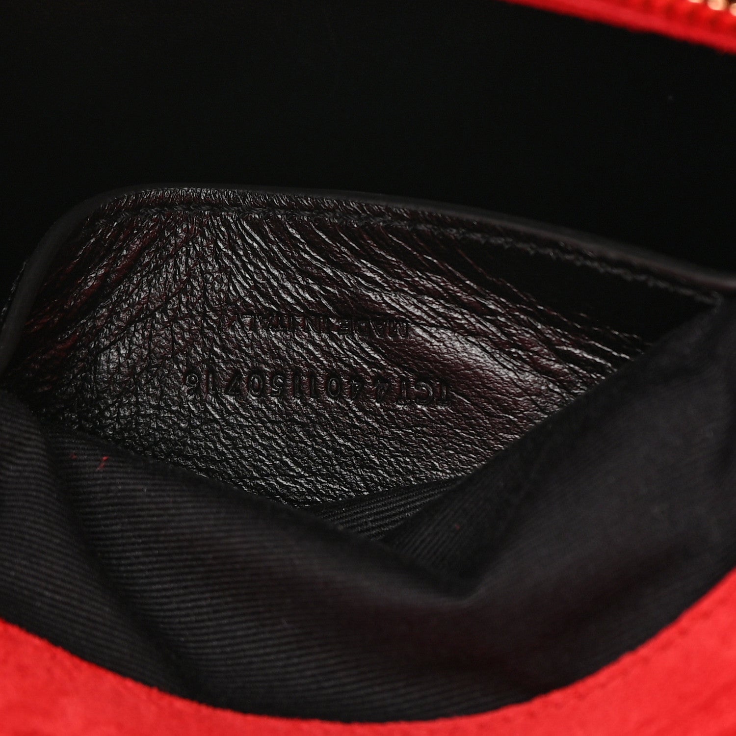 Saint Laurent Suede Mixed Matelasse Triquilt Large Monogram Envelope Satchel Red 7 of 18