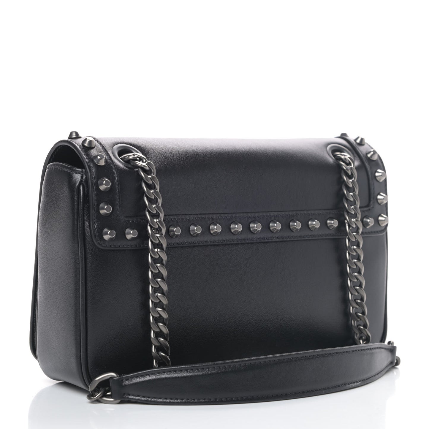 Glace Calfskin Studded Crossbody Black