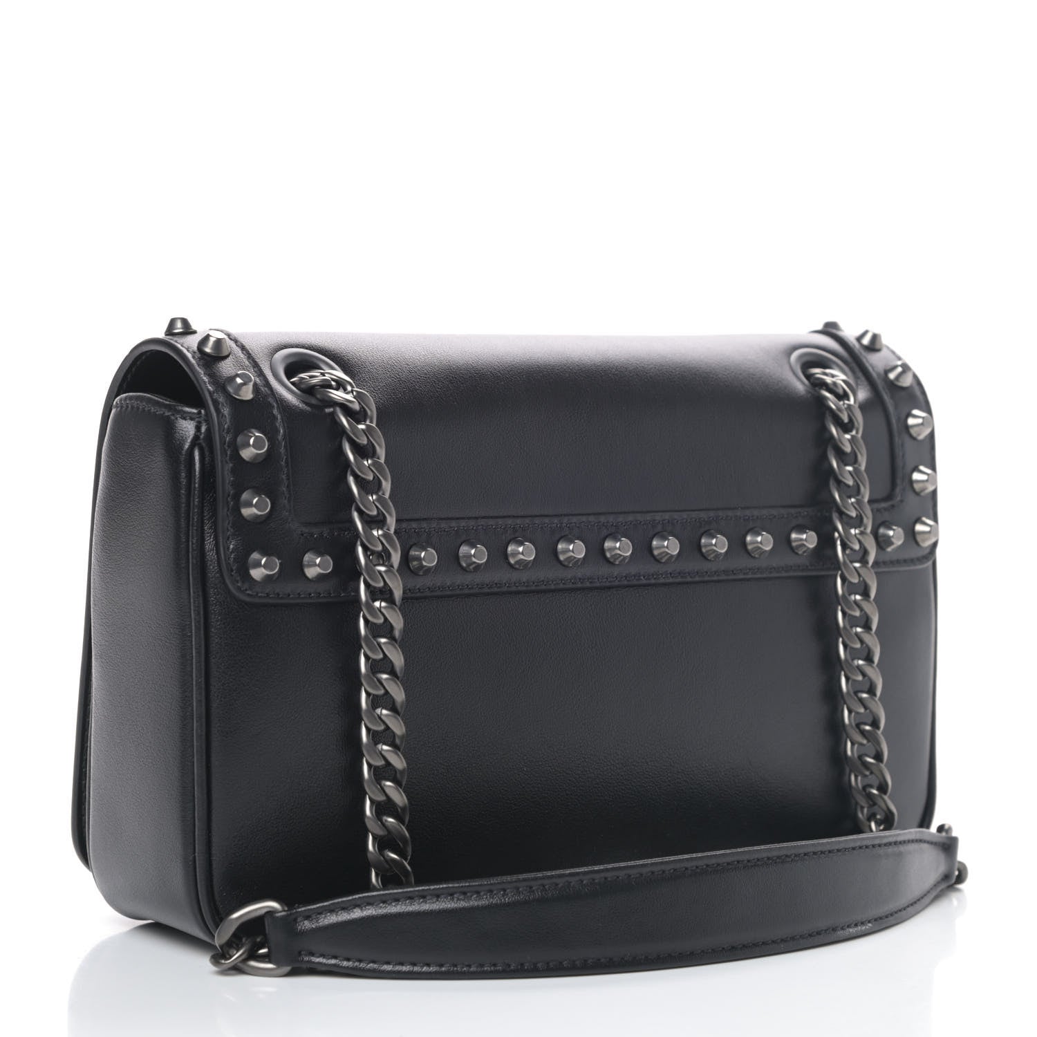 Prada Glace Calfskin Studded Crossbody Black 2 of 4