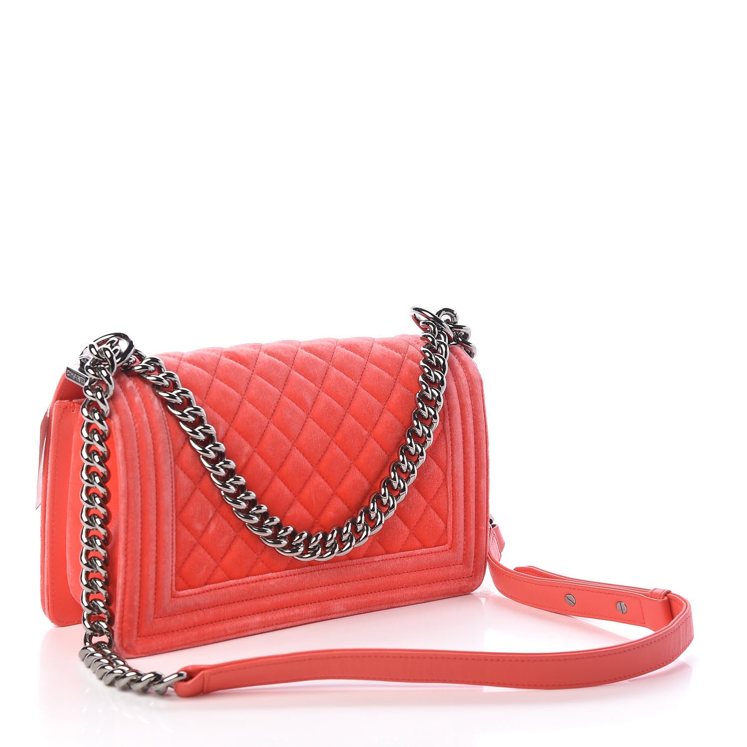 Chanel Velvet Quilted Medium Boy Flap Coral 3 of 8