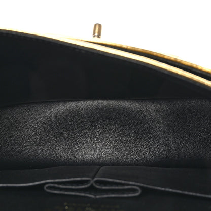 Chanel Metallic Calfskin Crocodile Embossed Cocodile Rectangular Mini Flap Gold 5 of 10