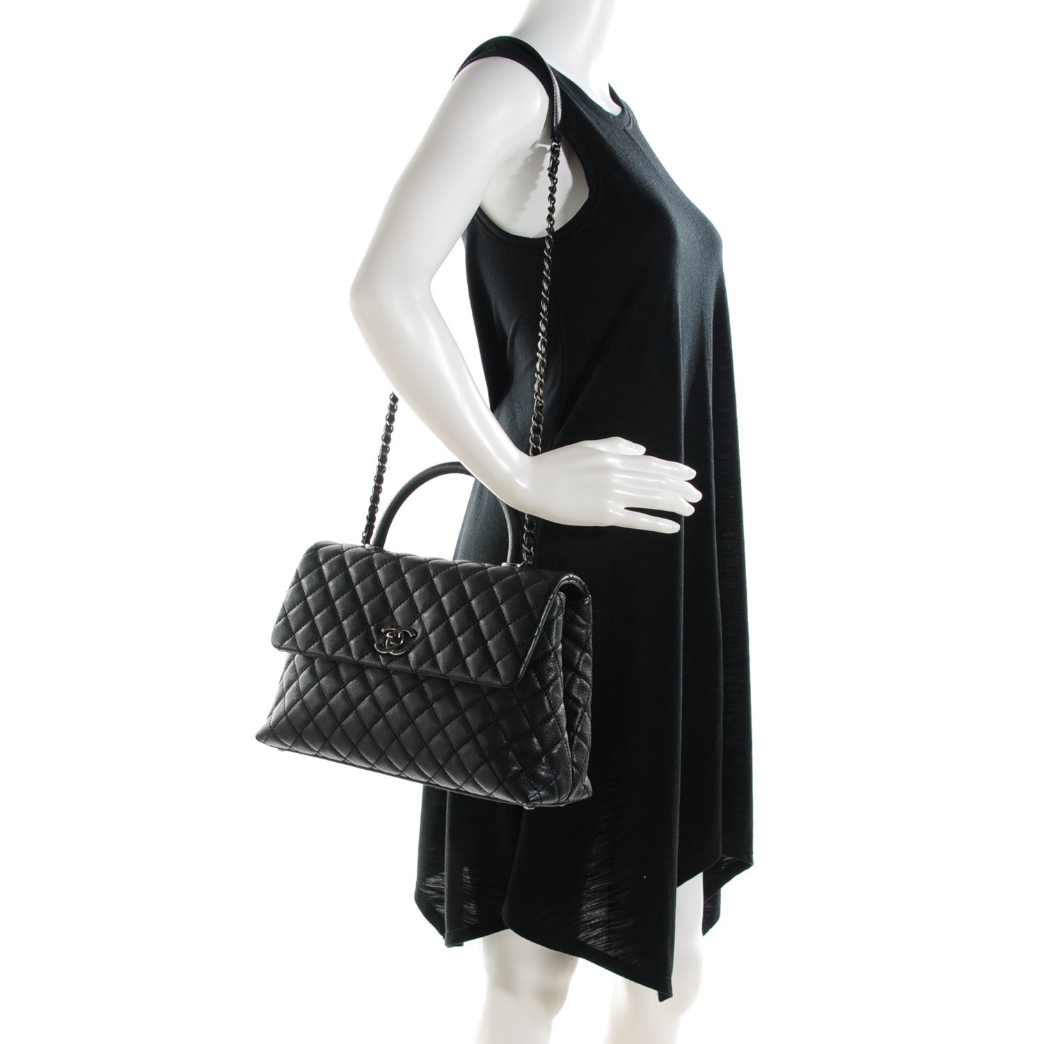 Chanel Caviar Quilted Medium Coco Handle Flap Black 2 of 8