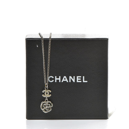 Chanel Crystal CC Camellia Necklace Silver 8 of 8
