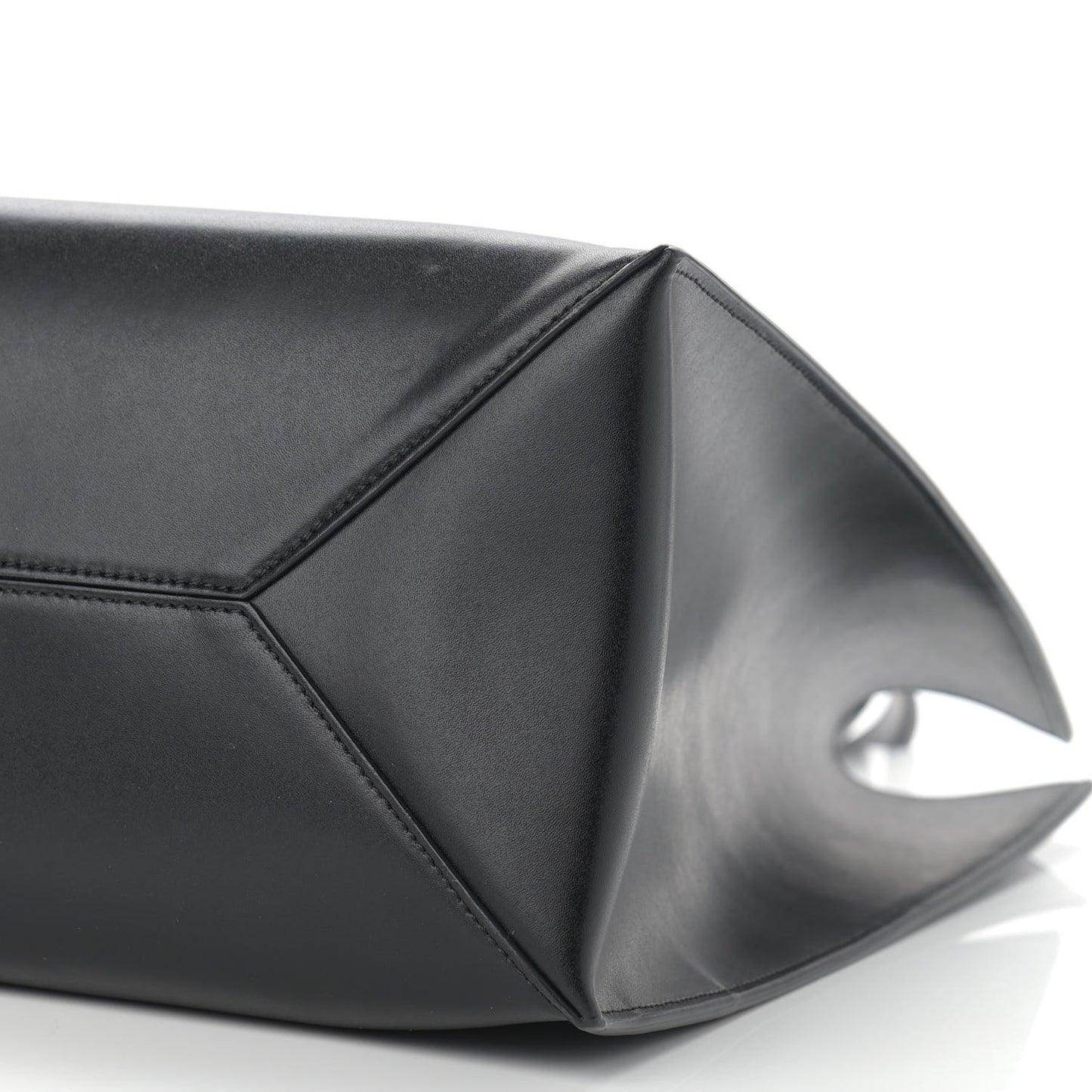 Calfskin Logo Debossed Medium Shopper Tote Black