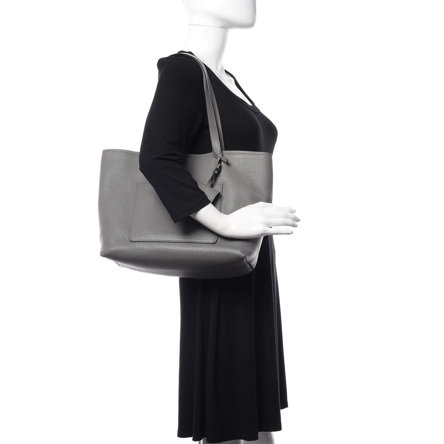 Vitello Daino Pocket Shopping Tote Marmo