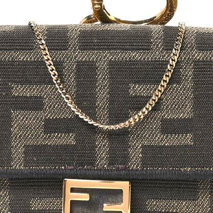 Fendi Fabric Jacquard FF 1974 Nano Baguette Charm Tobacco Moro Black 8 of 12