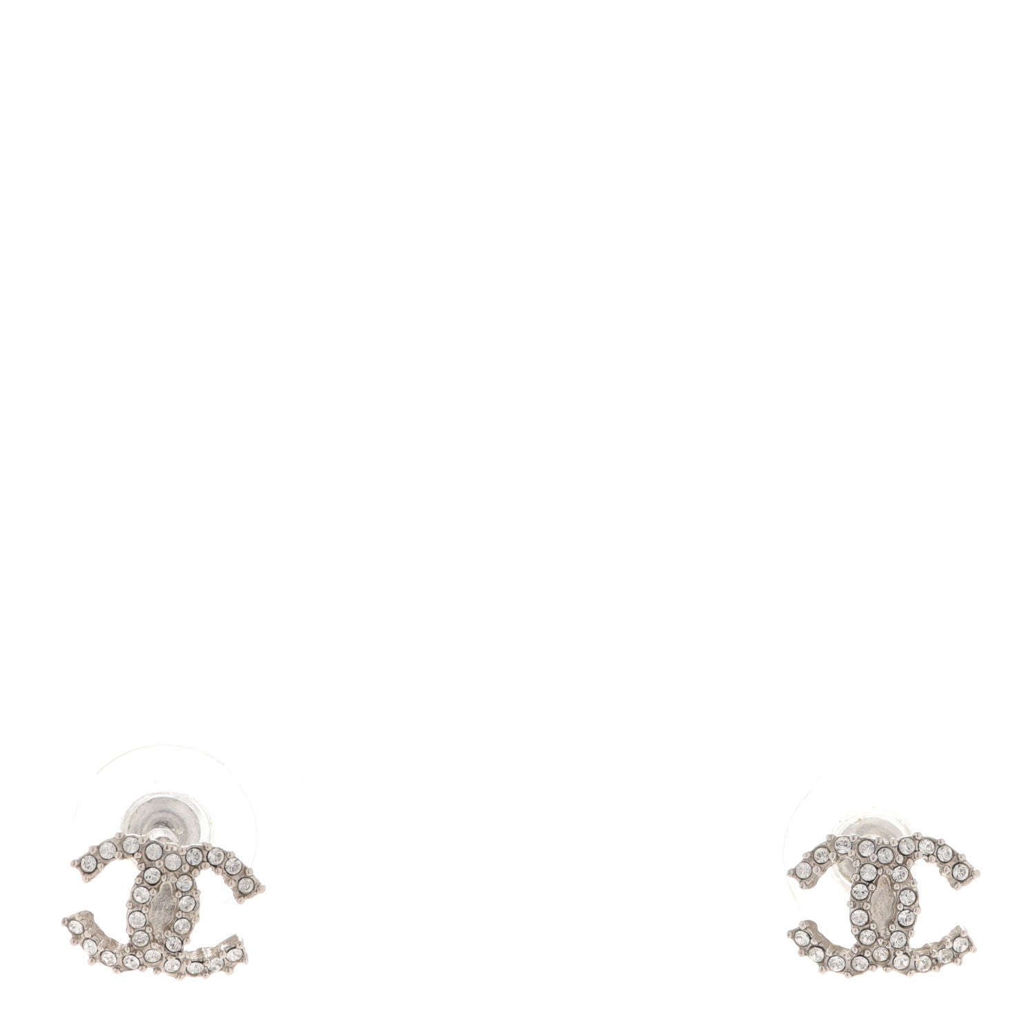 Chanel Crystal CC Earrings Silver 1 of 4