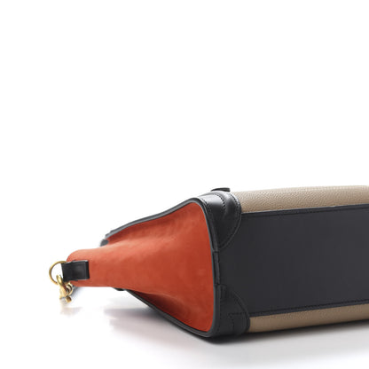 Celine Drummed Calfskin Nubuck Nano Tri-Color Luggage Beige 8 of 10