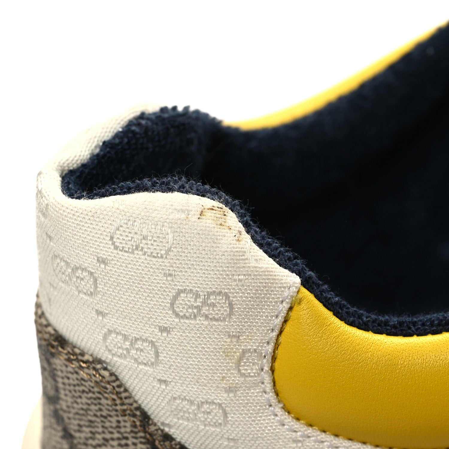 Gucci GG Supreme Monogram Mix Monogram Mens Rhyton Sneakers 9 London Blue Beige Sun Yellow 8 of 8