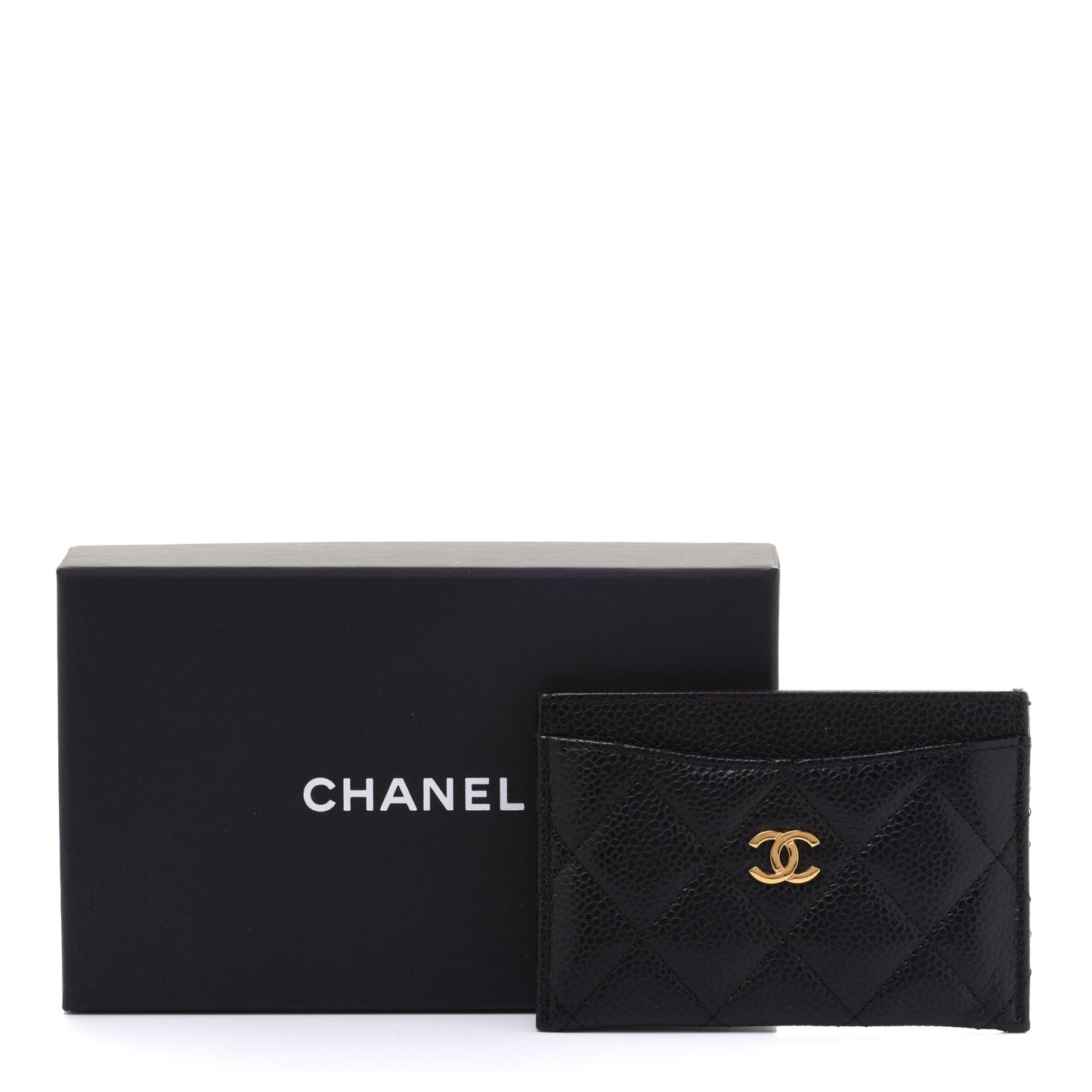 Caviar Quilted Card Holder Black