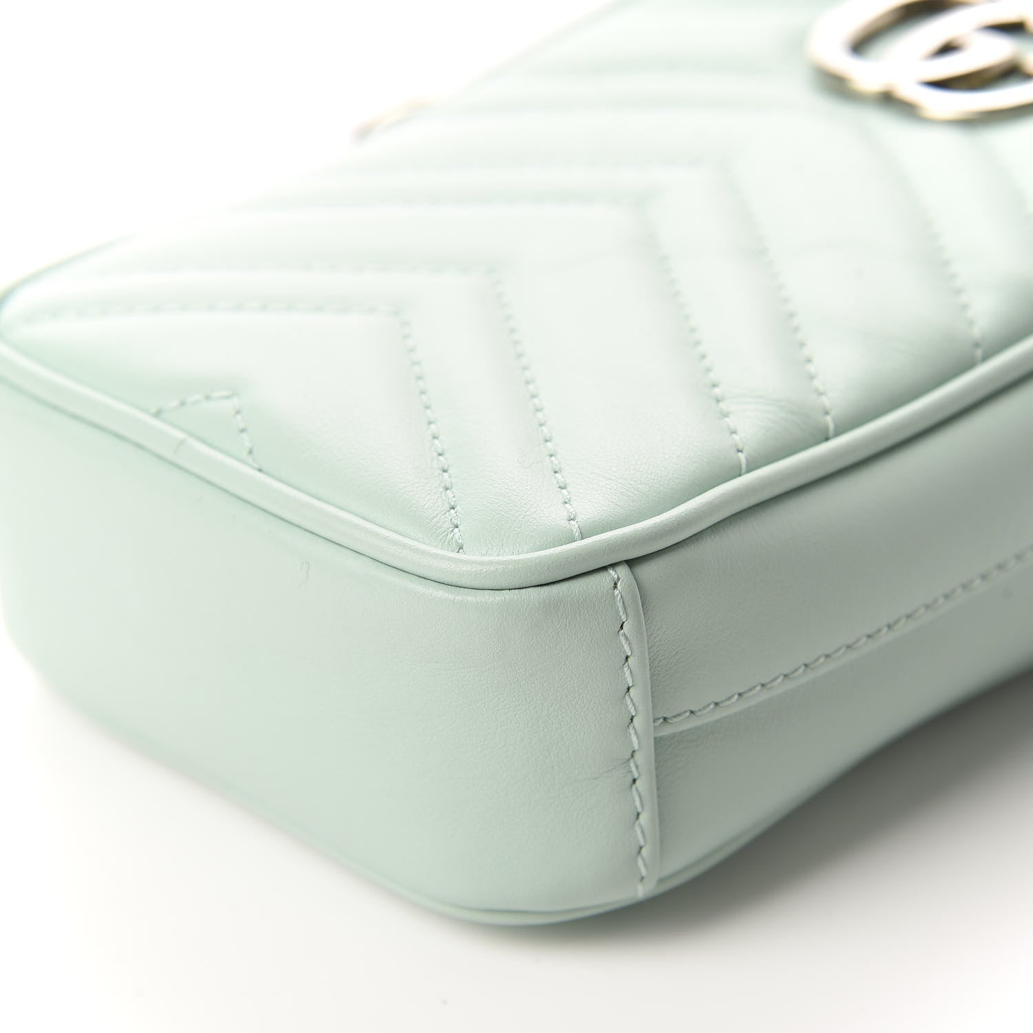 Gucci Calfskin Matelasse Mini GG Marmont Crossbody Bag Water Green 7 of 10