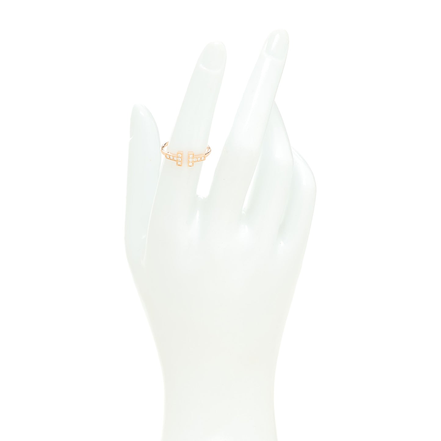 18K Rose Gold Diamond T Wire Ring 53 6.25