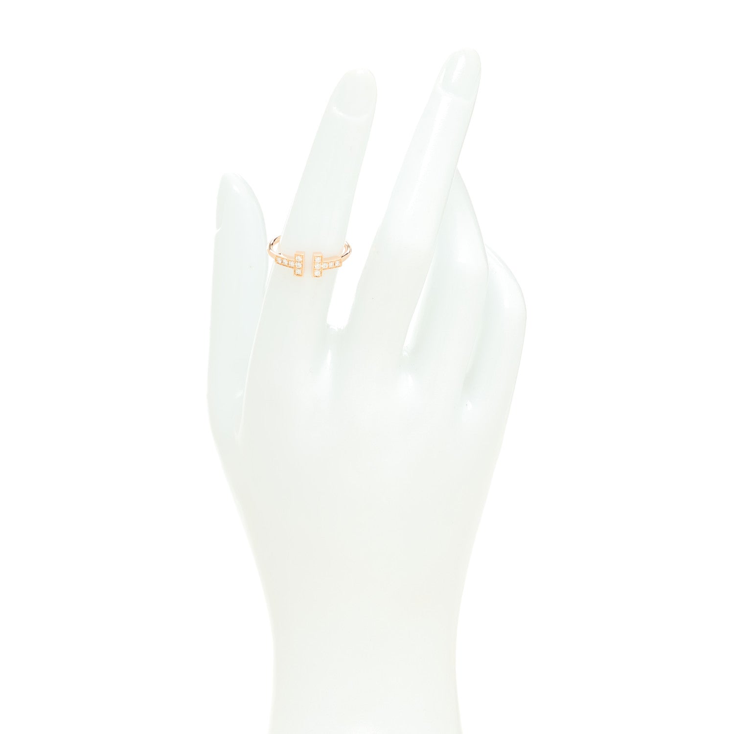 Tiffany 18K Rose Gold Diamond T Wire Ring 53 6.25 2 of 4