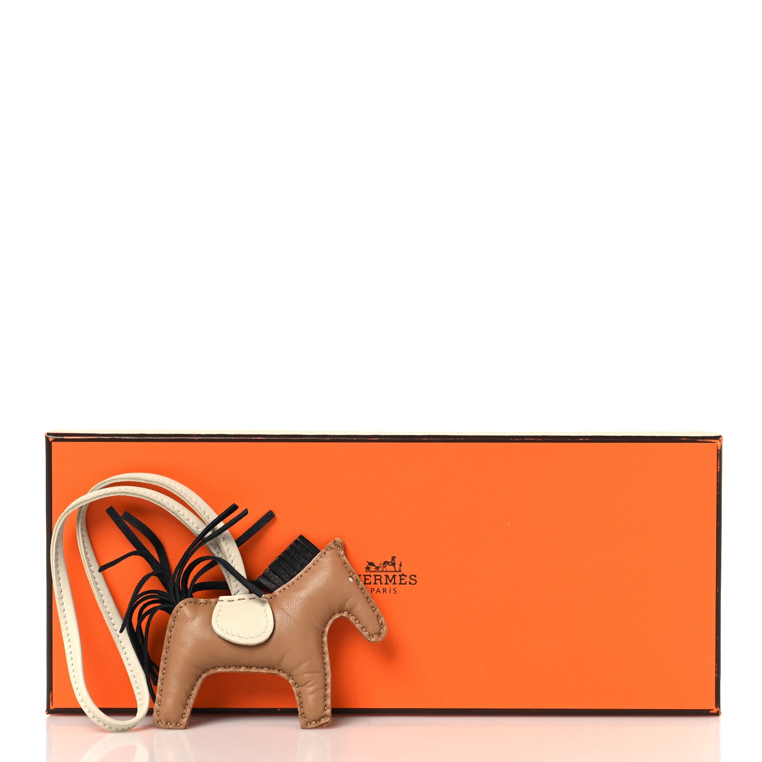 Hermes Milo Lambskin Grigri Rodeo Bag Charm PM Chai Black Craie 7 of 7
