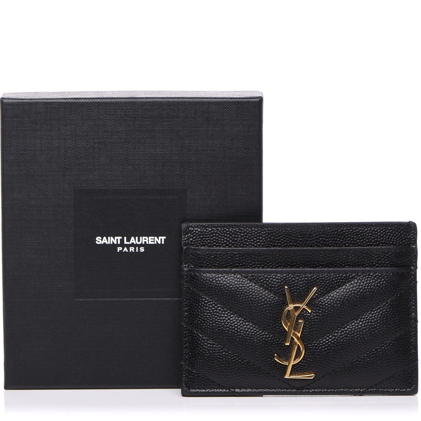 Grain De Poudre Matelasse Chevron Monogram Credit Card Case Black