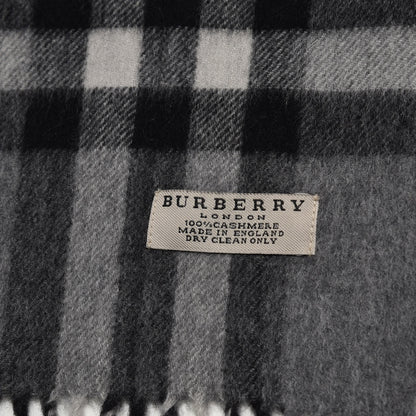 Burberry Cashmere Giant Check Fringe Scarf Grey 4 of 4