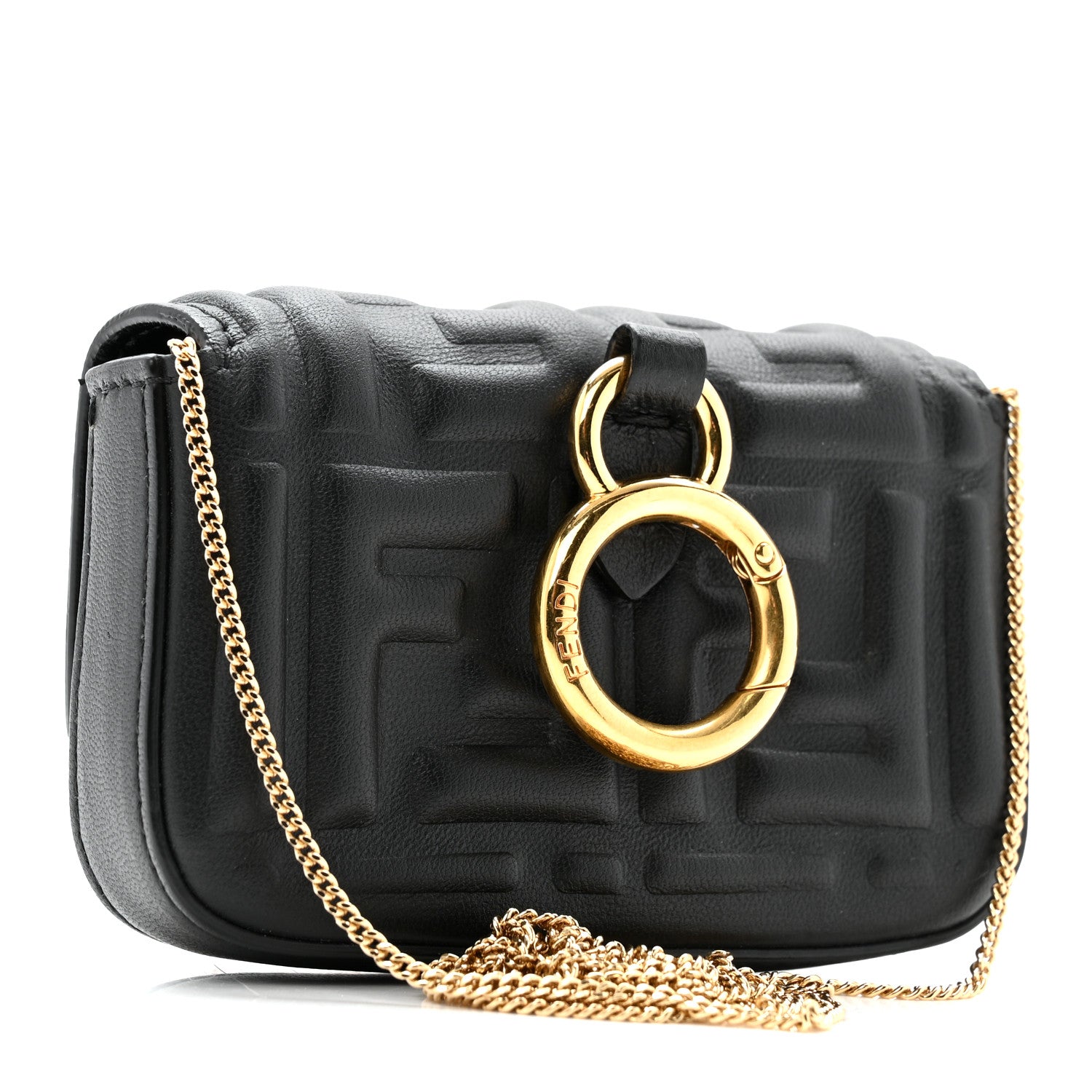 Fendi Nappa Matisse FF Embossed Nano Baguette Charm Black 3 of 12