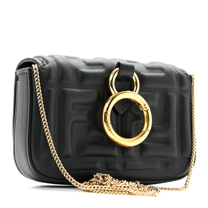 Fendi Nappa Matisse FF Embossed Nano Baguette Charm Black 3 of 12