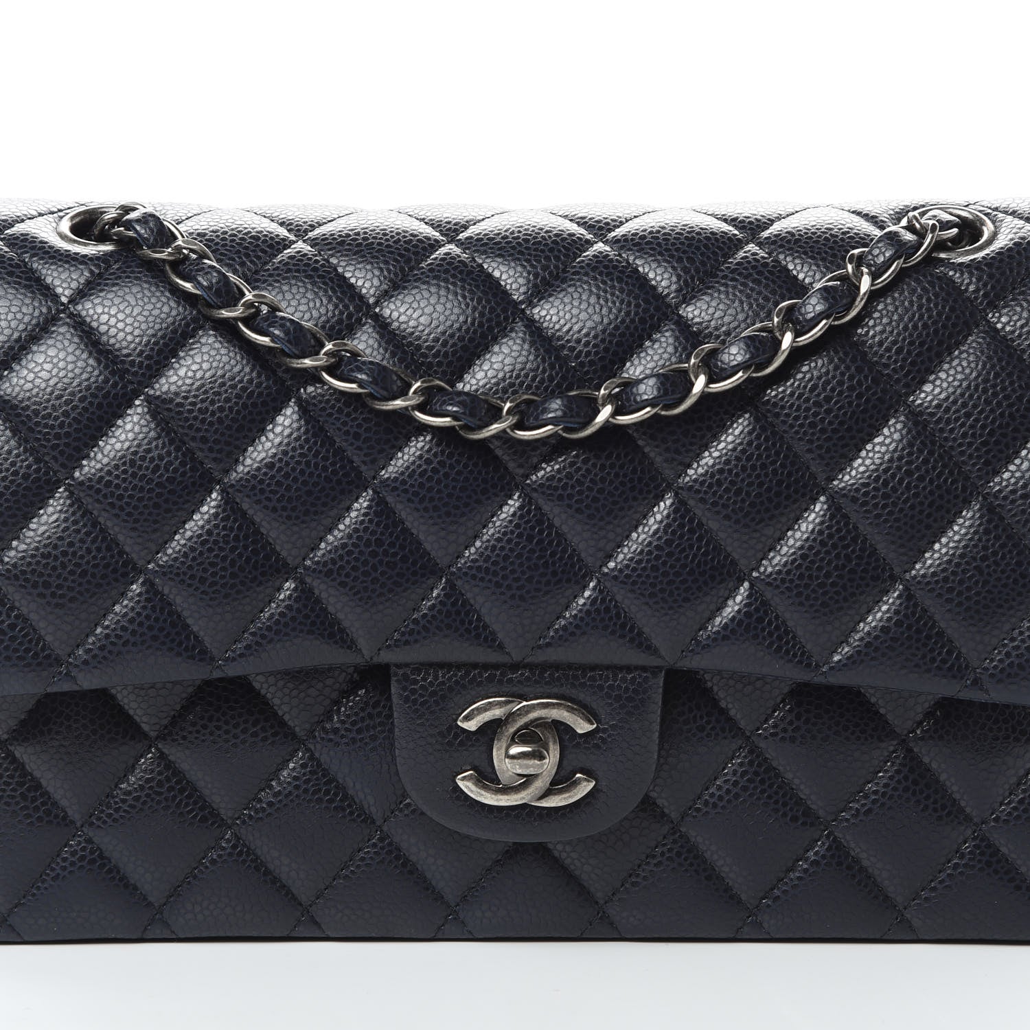 Chanel Caviar Quilted Medium Double Flap Navy 9 of 15