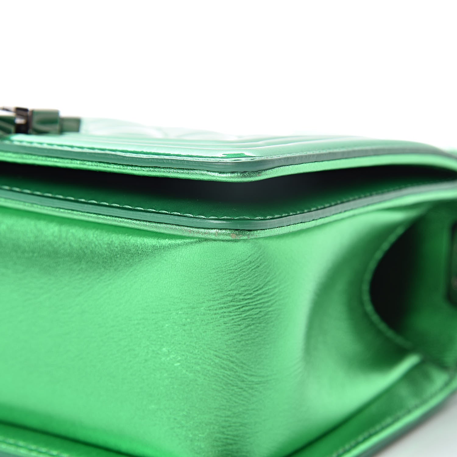 Chanel Metallic Patent Calfskin Quilted Small Boy Flap Green 11 of 13