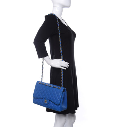 Chanel Lambskin Quilted Jumbo Double Flap Blue 2 of 10