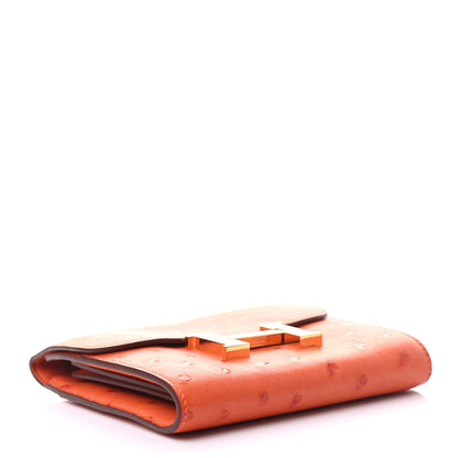 Hermes Ostrich Constance Short Wallet Tangerine 4 of 8