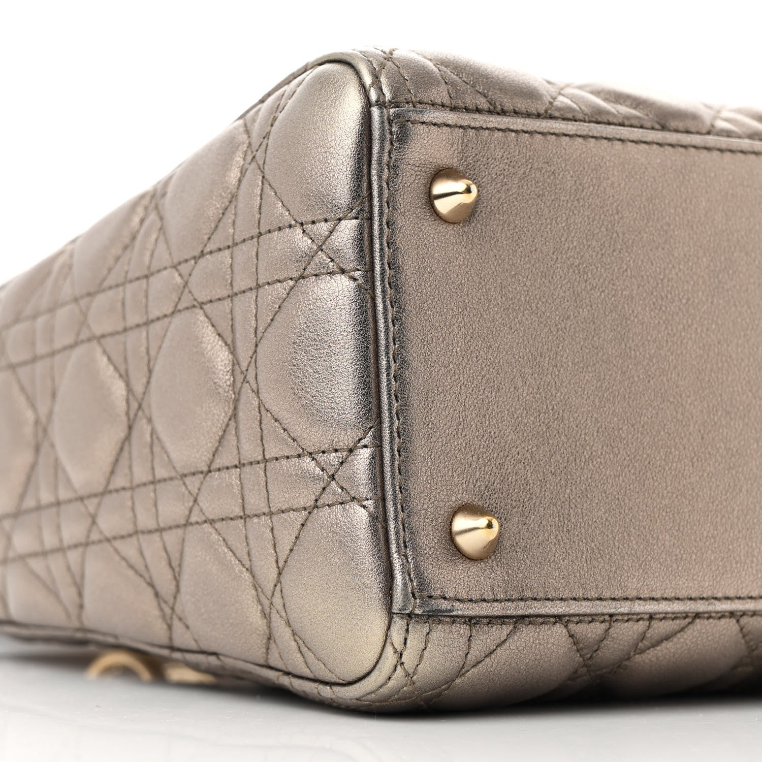 Christian Dior Metallic Lambskin Cannage Medium Lady Dior Bronze 9 of 10