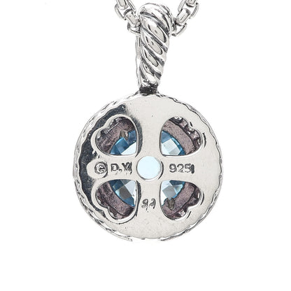 David Yurman Sterling Silver Diamond Blue Topaz 8mm Petite Cerise Pendant Necklace 5 of 5