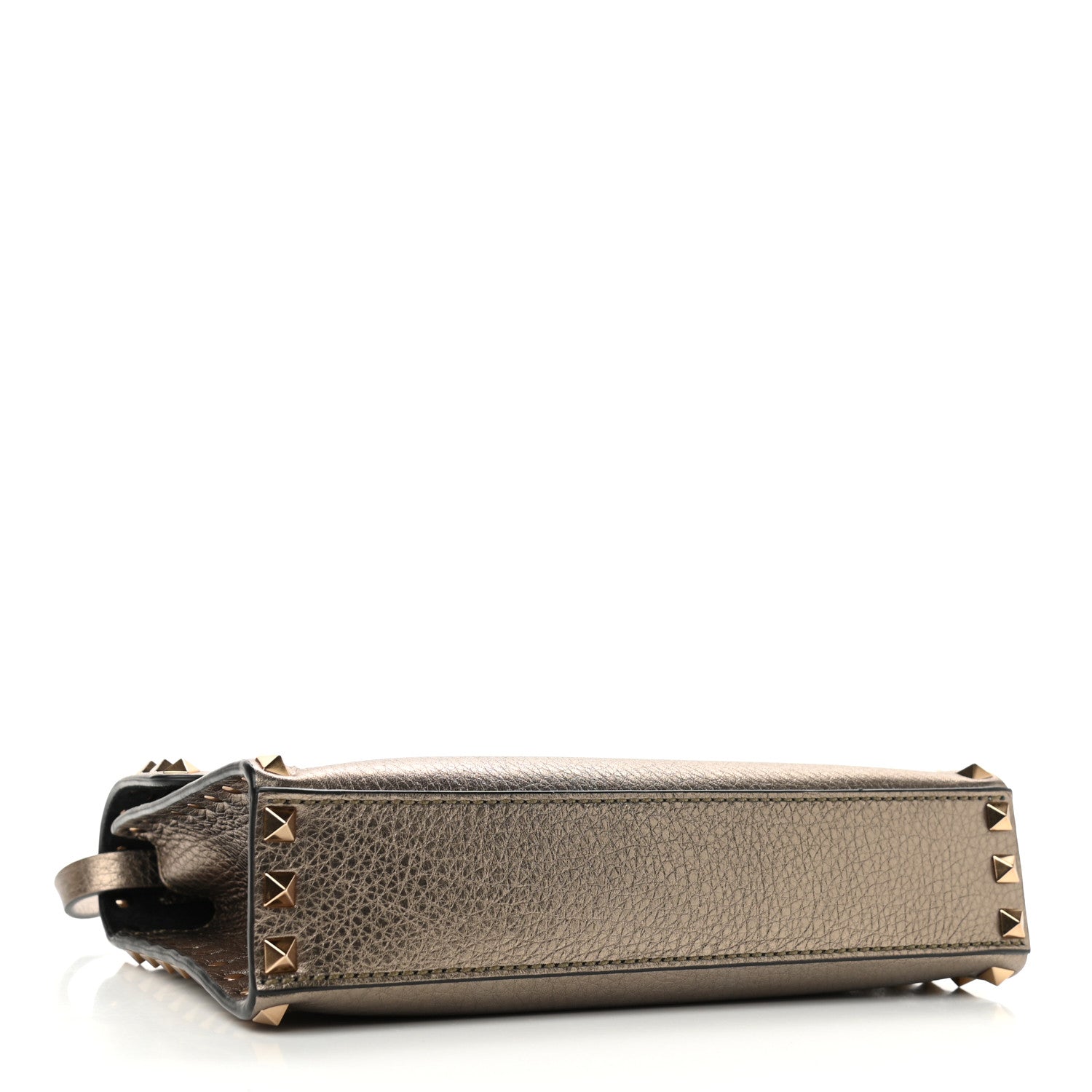 Valentino Garavani Metallic Pebbled Calfskin Medium Rockstud Flip Lock Crossbody Bag Sasso 4 of 9