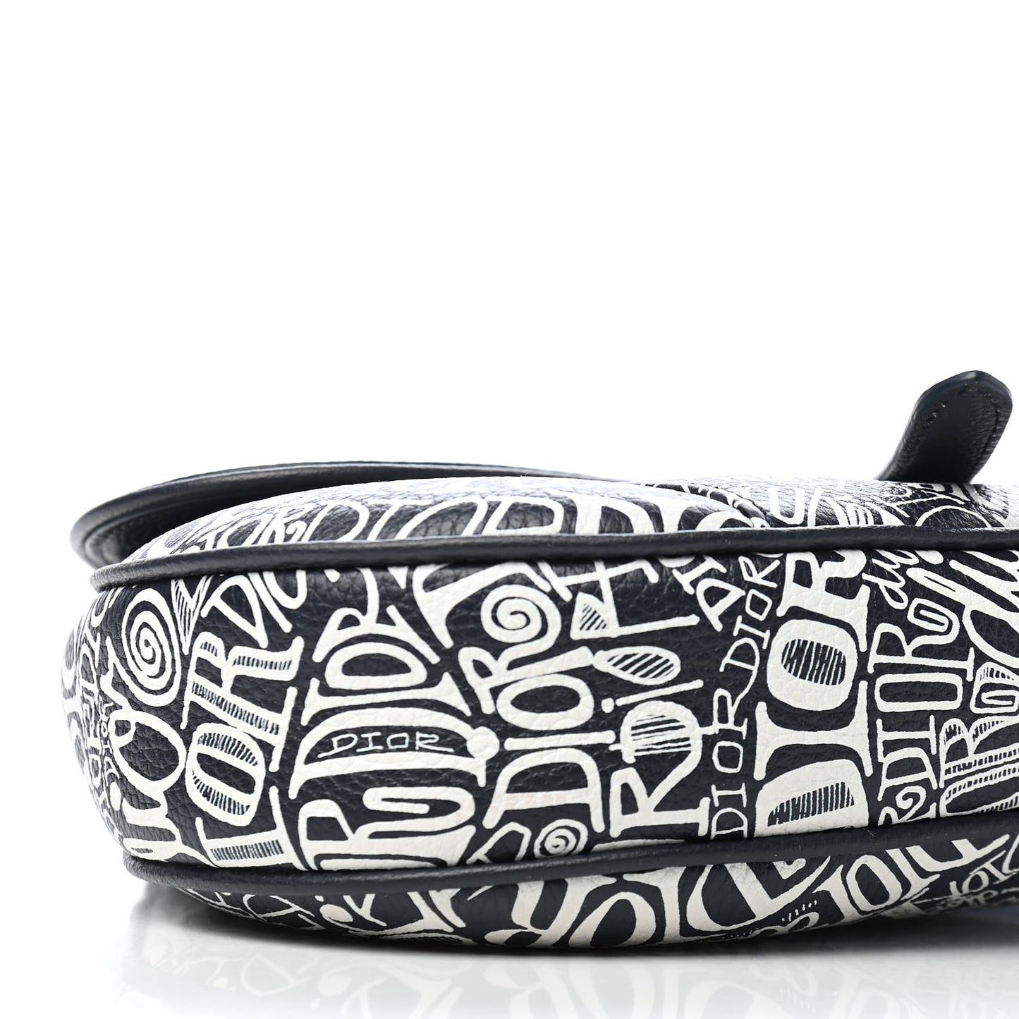 X SHAWN STUSSY Grained Calfskin Printed Mens Saddle Bag Navy Blue