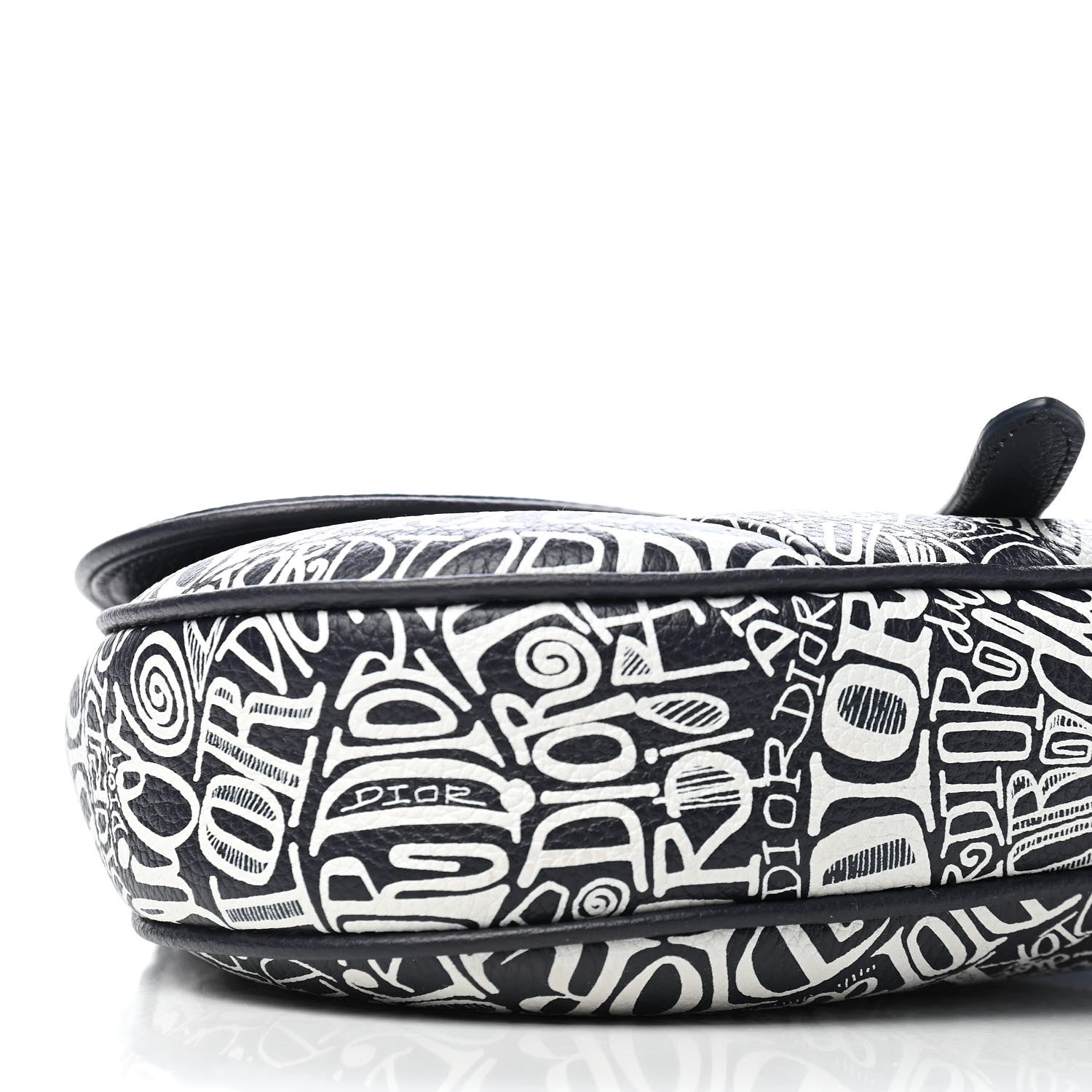 Christian Dior X SHAWN STUSSY Grained Calfskin Printed Mens Saddle Bag Navy Blue 8 of 9