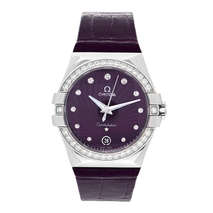 Omega Stainless Steel Calfskin Diamond Bezel 35mm Constellation Quartz Watch Purple 123.18.35.60.60.001 1 of 6