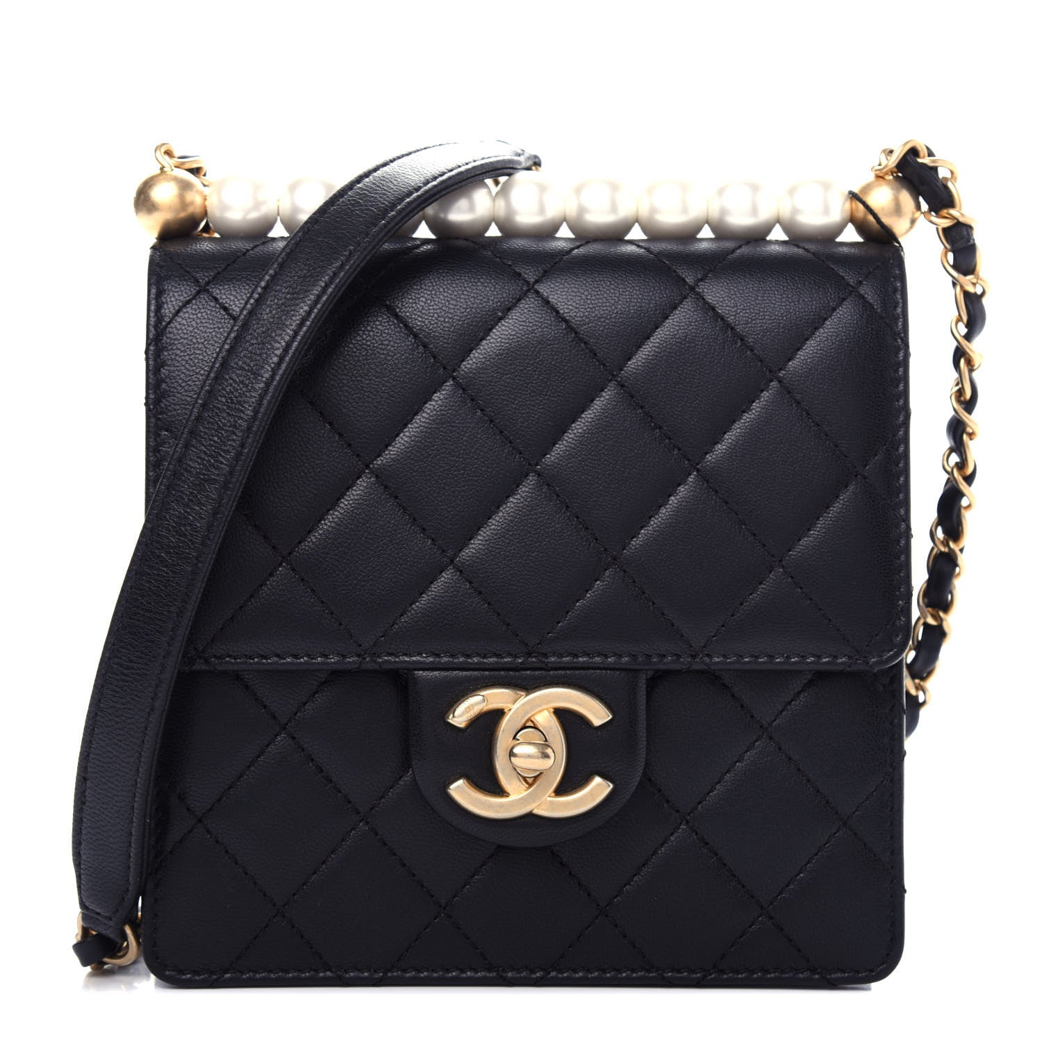 Chanel Goatskin Quilted Chic Pearls Flap Black 1 of 11