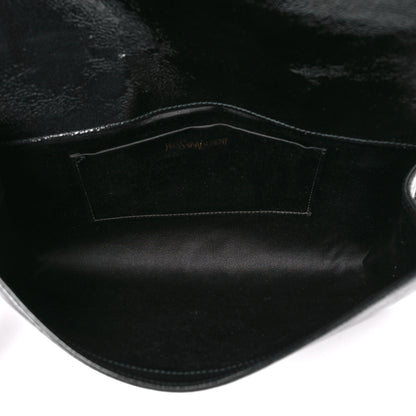 Saint Laurent Textured Patent Monogram Large Belle De Jour Clutch Black 5 of 9
