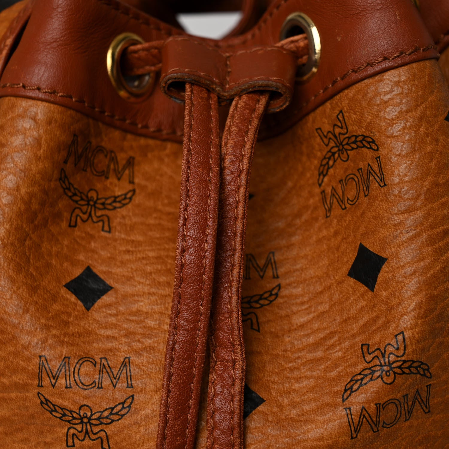 MCM Visetos Drawstring Bucket Bag Brown 11 of 15