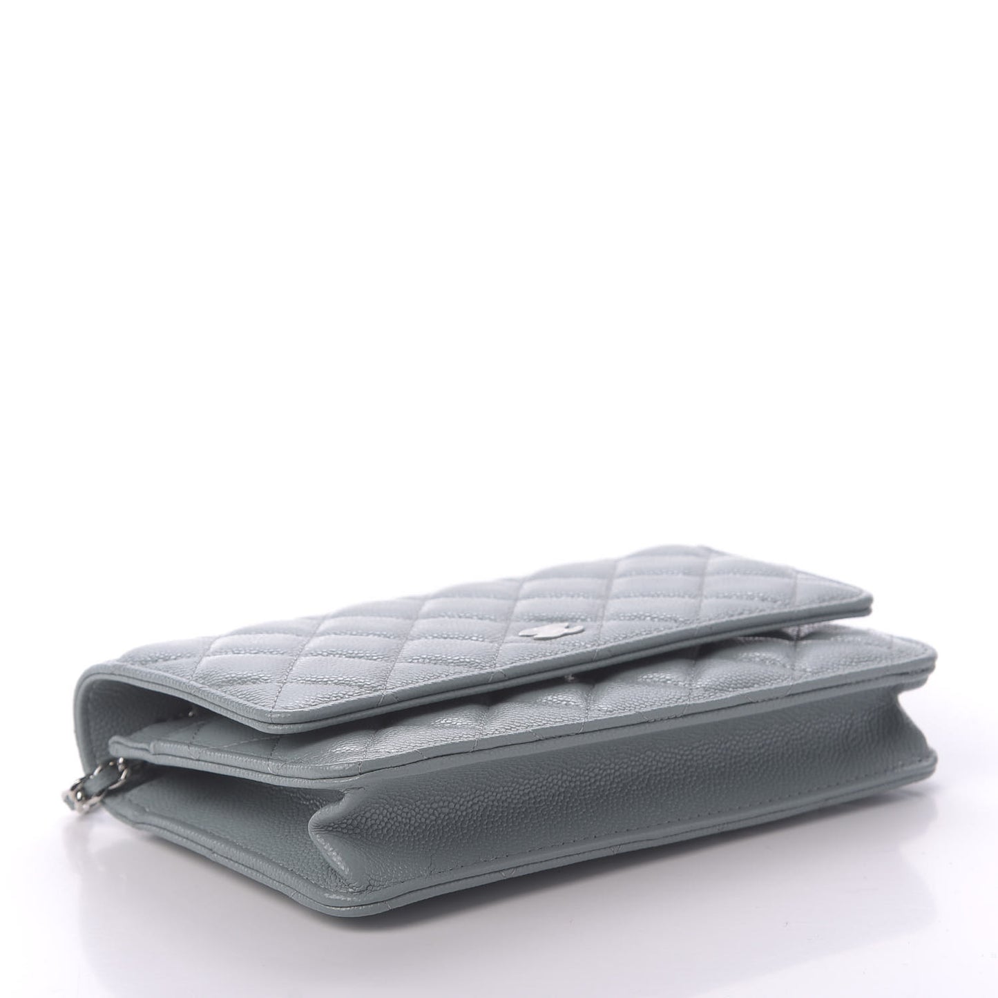 Caviar Quilted Wallet On Chain WOC Light Blue