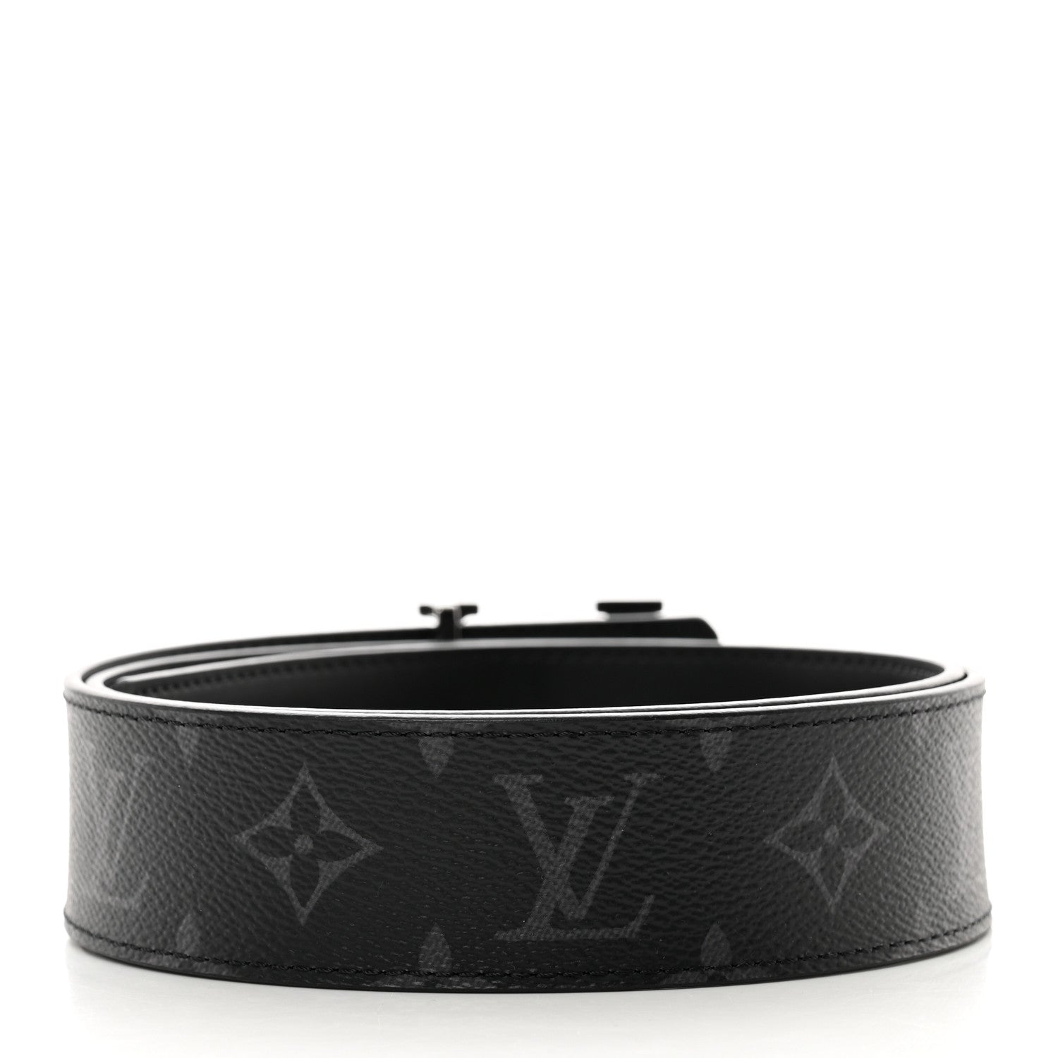 Louis Vuitton Monogram Eclipse Taigarama 40mm LV Initiales Reversible Belt 85 34 Black 2 of 5